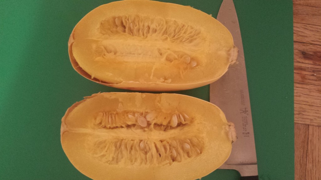 Baked then sliced in half.