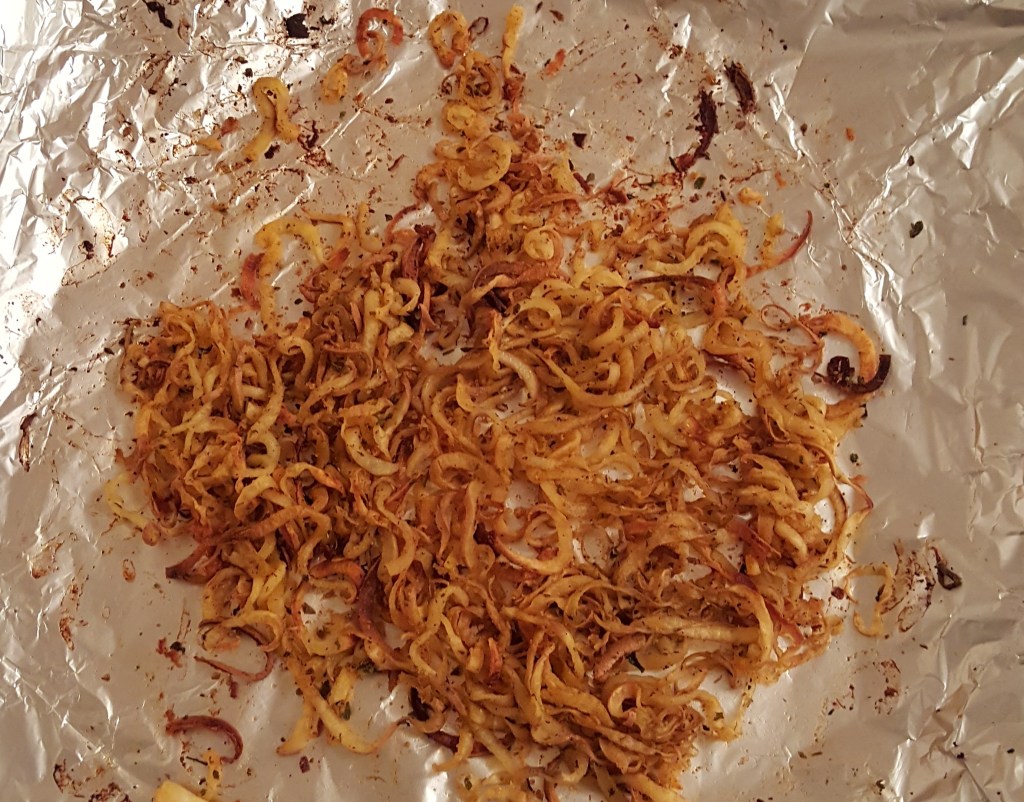 Baked spiral sweet potato fries